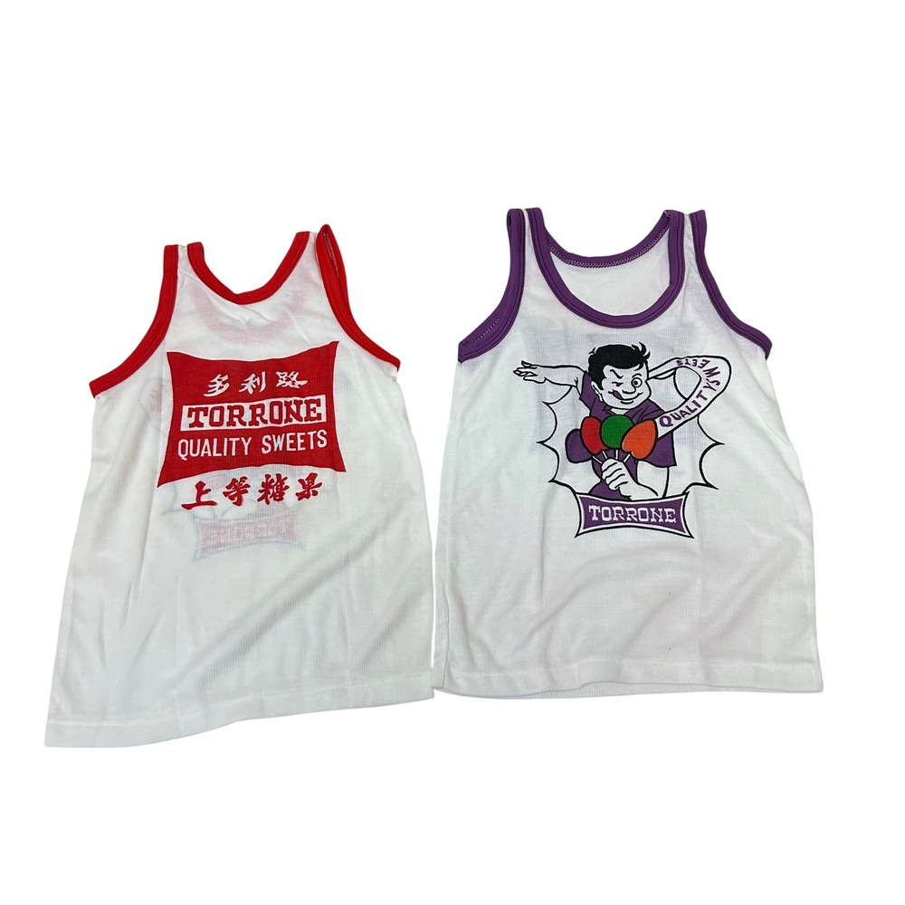 Vintage Kids Torrone Quality Sweets Tank Tops Lot of 2 Graphic Print size S